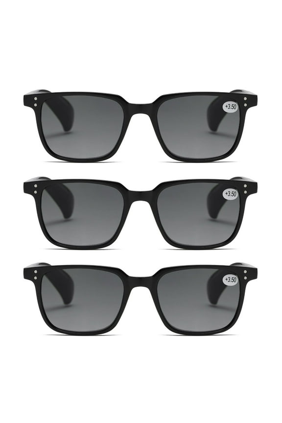 3 Pairs Mens Womens Unisex Reading Sunglasses Magnified Full Tinted Lens Sun Readers +2.00