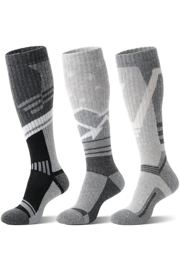 3 Pairs Merino Wool Ski Socks Thermal Warm Winter Thick Knee High Snowboarding Skiing Socks for Women Men