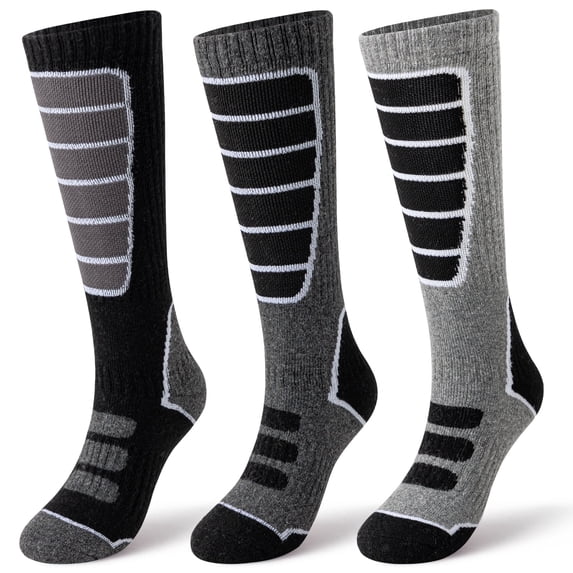 3 Pairs Merino Wool Ski Socks for Womens Mens Thermal Winter Warm Thick Knee High Socks for Skiing Snowboarding