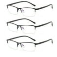 thumbnail image 1 of 3 Pairs Metal Half Rimless Reading Glasses Blue Light Blocking Readers Metal, 1 of 2