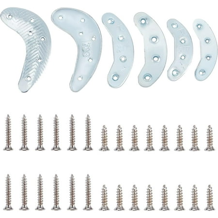 3 Pairs Metal Heel Plates Heel Replacement Plates with Screw Nails Crescent Moon Sole Heel Guard Repair Pads Shoe Heel Plate Taps for Shoes and Boots