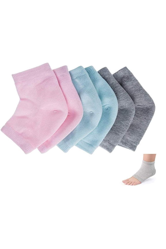 3 Pairs Moisturizing Gel Heel Socks Vented Unisex Toe Open Feet Care Dry Skin