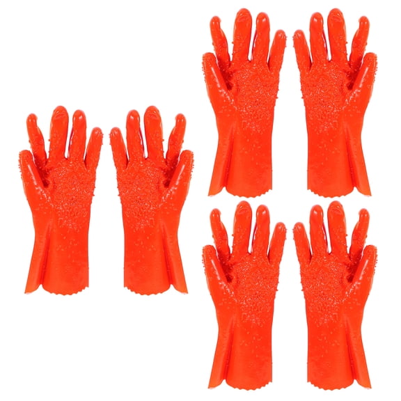 Homoyoyo Fishing Gloves Orange Thickened PVC 3 Pairs