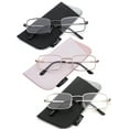 thumbnail image 1 of 3 Pairs Newbee Fashion Rectangular Classic Metal Frame Reading Glasses for Men for Women, Spring Hinge , 3 Pouches Included Match Frame Color, Comfort Design Reading Glasses +1.75, 1 of 3