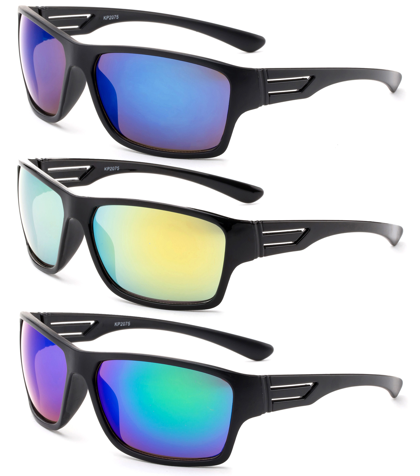 3 Pairs Newbee Fashion - "School" Kyra Kids Sport Design Wrap Around Flash/Mirror Sunglasses - image 1 of 1