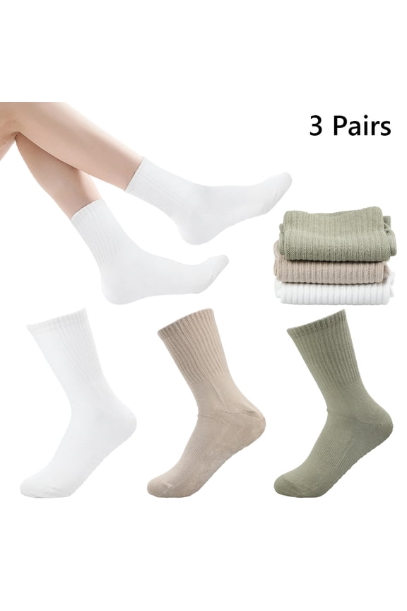 3 Pairs Non-Slip Pilates Socks with Silicone Grips - Breathable Cotton Yoga Socks for Women, Ideal for Barre, Pregnancy & Hospital Recovery