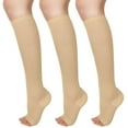 thumbnail image 1 of 3 Pairs Open Toe Compression Socks Women Knee High Toeless 15-25 mmHg, 1 of 6