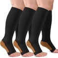 thumbnail image 1 of 3 Pairs Open Toe Compression Socks for Women & Men Circulation 15-20 mmHg - Better Blood Flow, Swelling , Best Support for Medical, Running, Nursing, 1 of 9