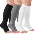 thumbnail image 1 of 3 Pairs Open Toe Compression Socks for Women & Men Circulation 15-20 mmHg - Better Blood Flow, Swelling , Best Support for Medical, Running, Nursing, 1 of 7