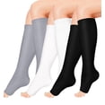 thumbnail image 1 of 3 Pairs Open Toe Copper Compression Socks for Women & Men Circulation 15-20 mmHg - Better Blood Flow, Swelling , Best Support for Medical, Running, Nursing, 1 of 8