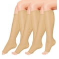 thumbnail image 1 of 3 Pairs Open Toe Copper Compression Socks for Women & Men Circulation 15-20 mmHg - Better Blood Flow, Swelling , Best Support for Medical, Running, Nursing, 1 of 8