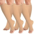 thumbnail image 1 of 3 Pairs Open Toe Medical Sport Compression Socks - 15-20mmhg Graduated Knee-High Support for Men & Women, Ideal for Soccer, Running, and Nurses, 1 of 6