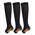 thumbnail image 1 of 3 Pairs Open Toe Medical Sport Compression Socks - 15-20mmhg Graduated Knee-High Support for Men & Women, Ideal for Soccer, Running, and Nurses, 1 of 6