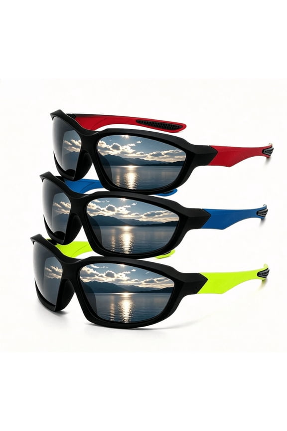 3 Pairs Outdoor Riding Polarized Spectacles,Wrap Around UV Protection Nonslip Goggles for Surfing Running Hiking,Polarized Sunglasses Men Fishing
