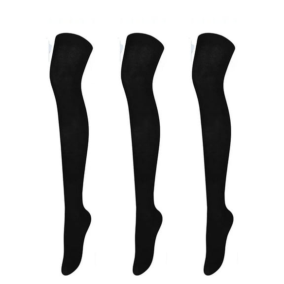 3 Pairs Over Knee Thigh Socks Knee-High Warm Stocking Women Boot Sock Leg Warmer High Socks for Daily Wear, Cosplay(Black)
