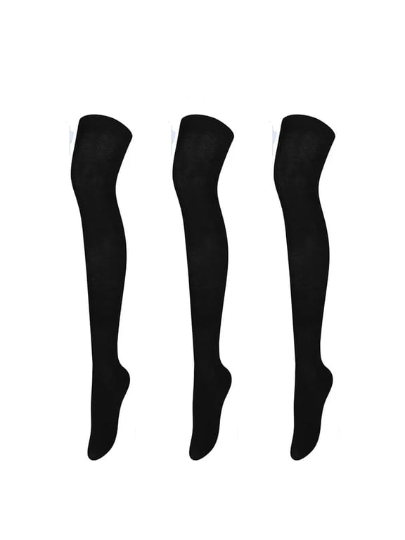 3 Pairs Over Knee Thigh Socks Knee-High Warm Stocking Women Boot Sock Leg Warmer High Socks for Daily Wear, Cosplay(Black)