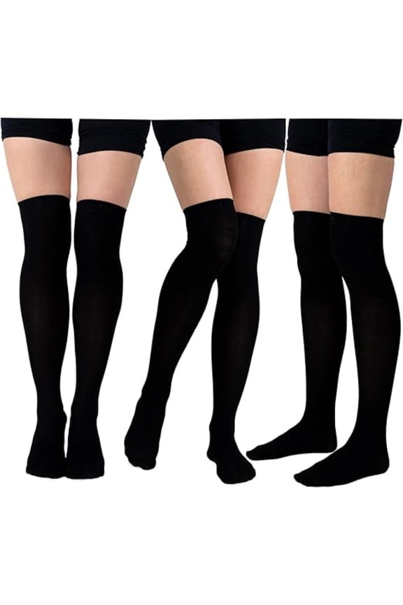 3 Pairs Pack Cozy Thigh High Stockings - Breathable, Stay-Up Design, All-Season Over The Knee Socks for Women & Teens