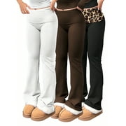 SDNGED3 Pairs Women's High-Waisted Yoga Pants Set - Flared, Stretch Waist, Gym Workout, Casual Sports Plus Size Pants