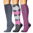 thumbnail image 1 of 3 Pairs Performances Boosting Compressed Socks Fatigue Relief Long Stockings for Active Lifestyle and Everyday Leg Care, 1 of 8