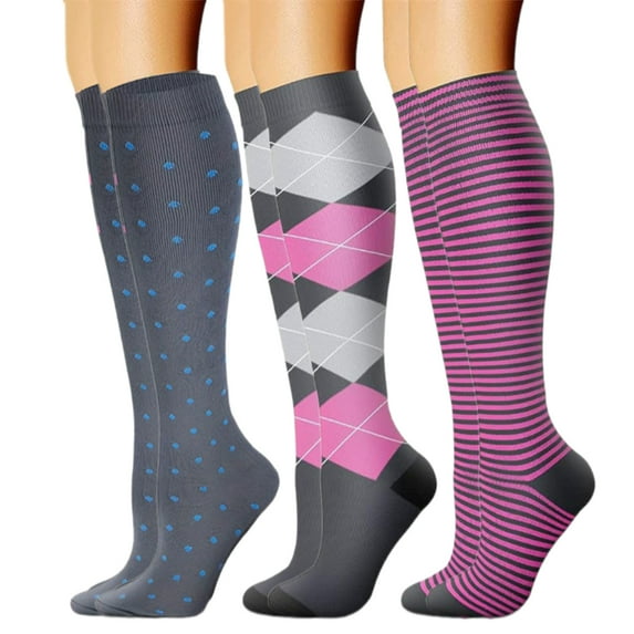 3 Pairs Performances Boosting Compressed Socks Fatigue Relief Long Stockings for Active Lifestyle and Everyday Leg Care