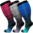 thumbnail image 1 of 3 Pairs Plus Size Compression Socks Wide Calf Compression Socks for Women and Men 20-30 mmHg Extra Large Compression Socks for Circulation Support Recovery(3XL), 1 of 11