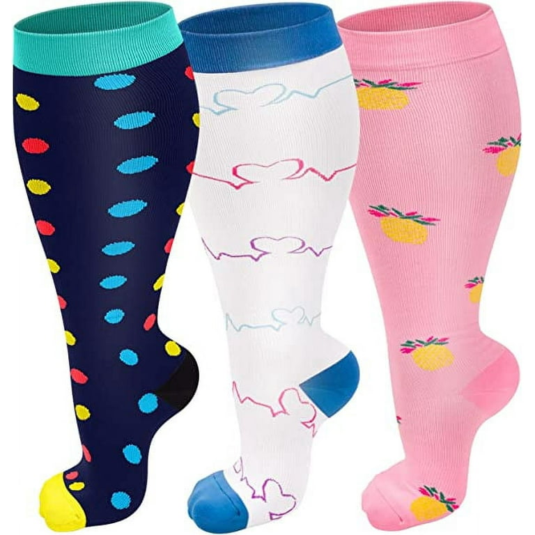 3 Pairs Plus Size Compression Socks Wide Calf For Women & Men 20