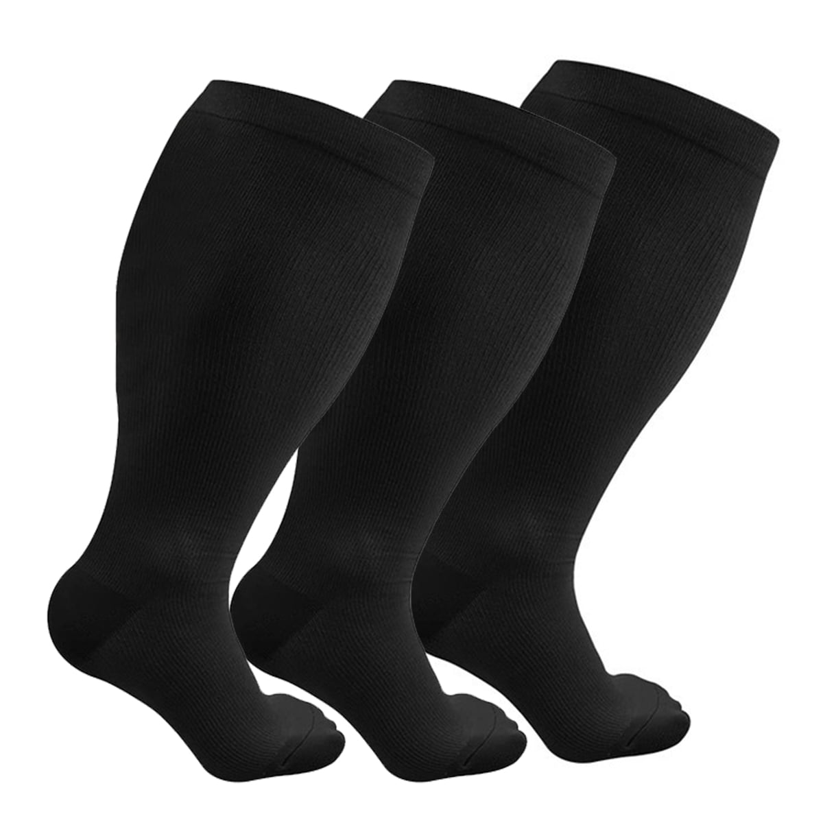 3 Pairs Plus Size Compression Socks Wide Calf Support Sock for Women
