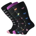thumbnail image 1 of 3 Pairs Plus Size Compression Socks Wide Calf for Women and Men 15-25mmHg Knee High Support Socks for Circulation, 1 of 8