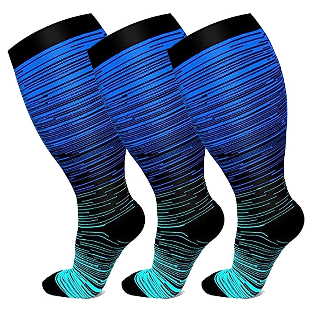 3 Pairs Plus Size Compression Socks For Women And Men 20 30 Mmhg Extra Wide Calf Knee High