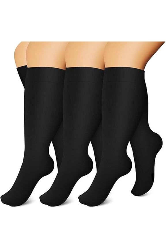 3 Pairs Plus Size Compression Socks for Women and Men Wide Calf 20-30mmhg Extra Large Knee High Support for Circulation, Plus Size Socks for Nurses, Running, Athletic, Cycling (3XL)