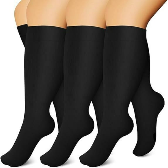 3 Pairs Plus Size Compression Socks for Women and Men Wide Calf 20-30mmhg Extra Large Knee High Support for Circulation, Plus Size Socks for Nurses, Running, Athletic, Cycling (3XL)