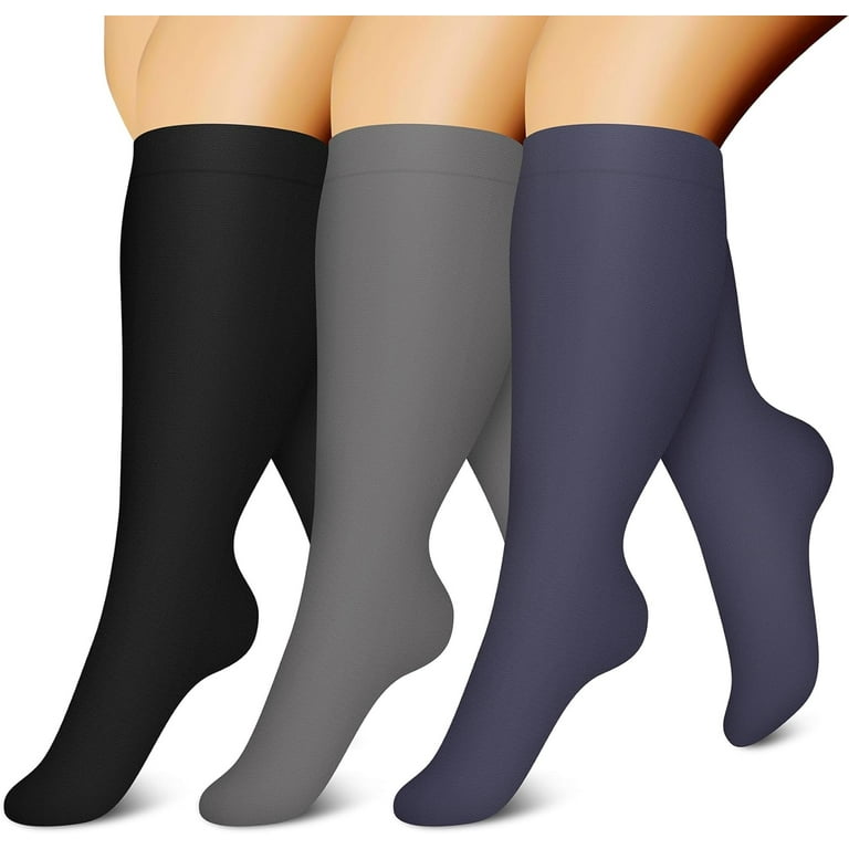 3 Pairs Plus Size Compression Socks for Women & Men Extra Wide