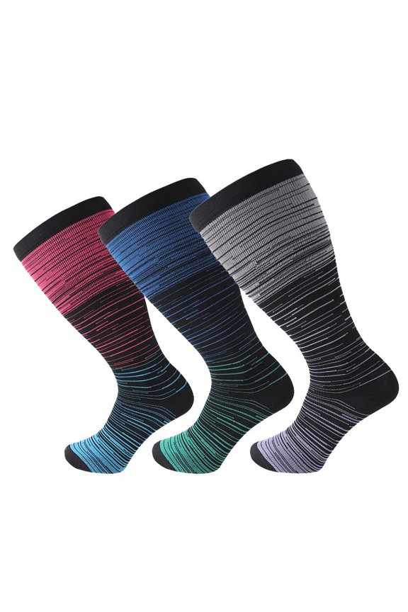3 Pairs Plus Size Compression Socks for Women and Men Wide Calf 20-30mmhg Extra Large Knee High Support for Circulation