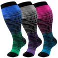 thumbnail image 1 of 3 Pairs Plus Size Copper Compression Socks for Women & Men Circulation 20-30 mmHg - Better Blood Flow, Swelling , Best Support for Medical, Running, Nursing, 1 of 7