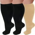 thumbnail image 1 of 3 Pairs Plus Size Copper Compression Socks for Women & Men Circulation 20-30 mmHg - Better Blood Flow, Swelling , Best Support for Medical, Running, Nursing, 1 of 7
