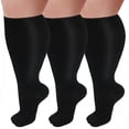 thumbnail image 1 of 3 Pairs Plus Size Copper Compression Socks for Women & Men Circulation 20-30 mmHg - Better Blood Flow, Swelling , Best Support for Medical, Running, Nursing, 1 of 7