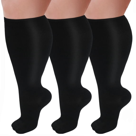 3 Pairs Plus Size Copper Compression Socks for Women & Men Circulation 20-30 mmHg - Better Blood Flow, Swelling , Best Support for Medical, Running, Nursing