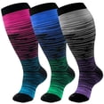 thumbnail image 1 of 3 Pairs Plus Size Copper Compression Socks for Women & Men Circulation 20-30 mmHg - Better Blood Flow, Swelling , Best Support for Medical, Running, Nursing, 1 of 7