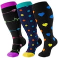 thumbnail image 1 of 3 Pairs Plus Size Copper Compression Socks for Women & Men Circulation 20-30 mmHg - Better Blood Flow, Swelling , Best Support for Medical, Running, Nursing, 1 of 7