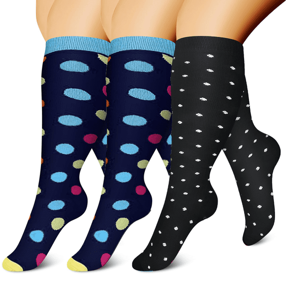 3 Pairs Plus Size Copper Compression Socks for Women & Men Circulation 20-30 mmHg - Better Blood Flow, Swelling , Best Support for Medical, Running, Nursing
