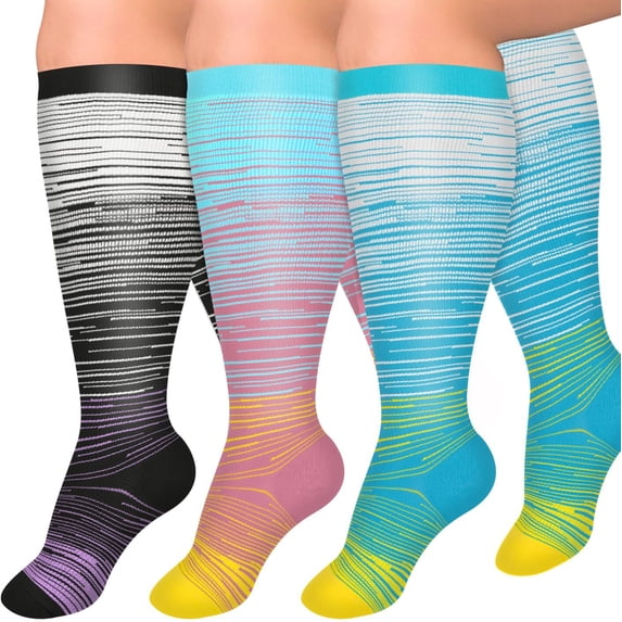 3 Pairs Plus Size Copper Compression Socks for Women & Men Circulation 20-30 mmHg - Better Blood Flow, Swelling , Best Support for Medical, Running, Nursing