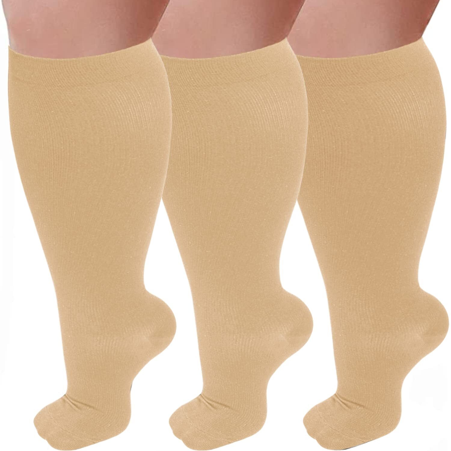 3 Pairs Plus Size Copper Compression Socks for Women & Men Circulation 2030 mmHg Better Blood