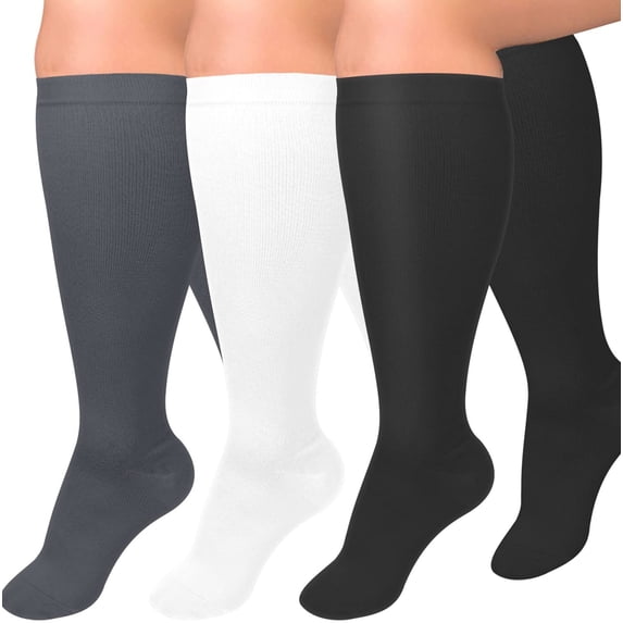 3 Pairs Plus Size Copper Compression Socks for Women & Men Circulation 20-30 mmHg - Better Blood Flow, Swelling , Best Support for Medical, Running, Nursing