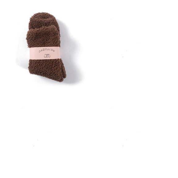 3 Pairs Polyester Fur Knitting Socks Winter Warm Thermal Socks Coconut Brown 250x70mm