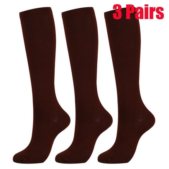 3 Pairs Pressure Compression Socks Leg Support Stretch Compression Socks Knee High Stockings Socks for Men Women, Helps Circulation, Anti Fatigue Pain Relief