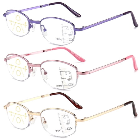3 Pairs Progressive Multi-Focus Reading Glasses Folding Portable Readers