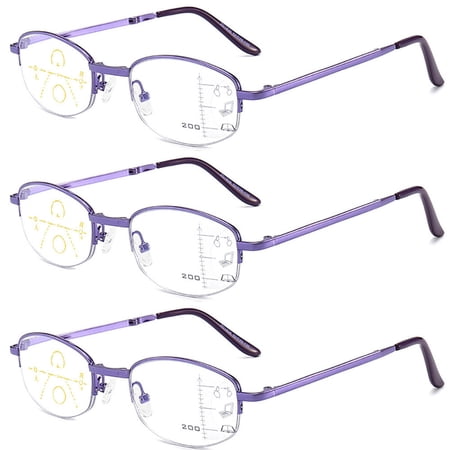 3 Pairs Progressive Multi-Focus Reading Glasses Folding Portable Readers