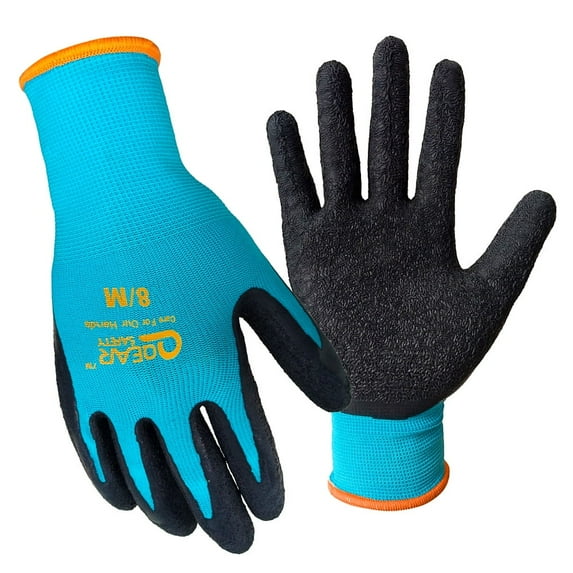 3 Pairs Qear Gardening Work Gloves for Men and Women, Latex Rubber Palm Coated, Anti-slip, Abrasion, Snug Fit (Small)
