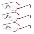 thumbnail image 1 of 3 Pairs Reading Glasses Spring Hinges Half Moon Semi Rimless Readers, 1 of 5