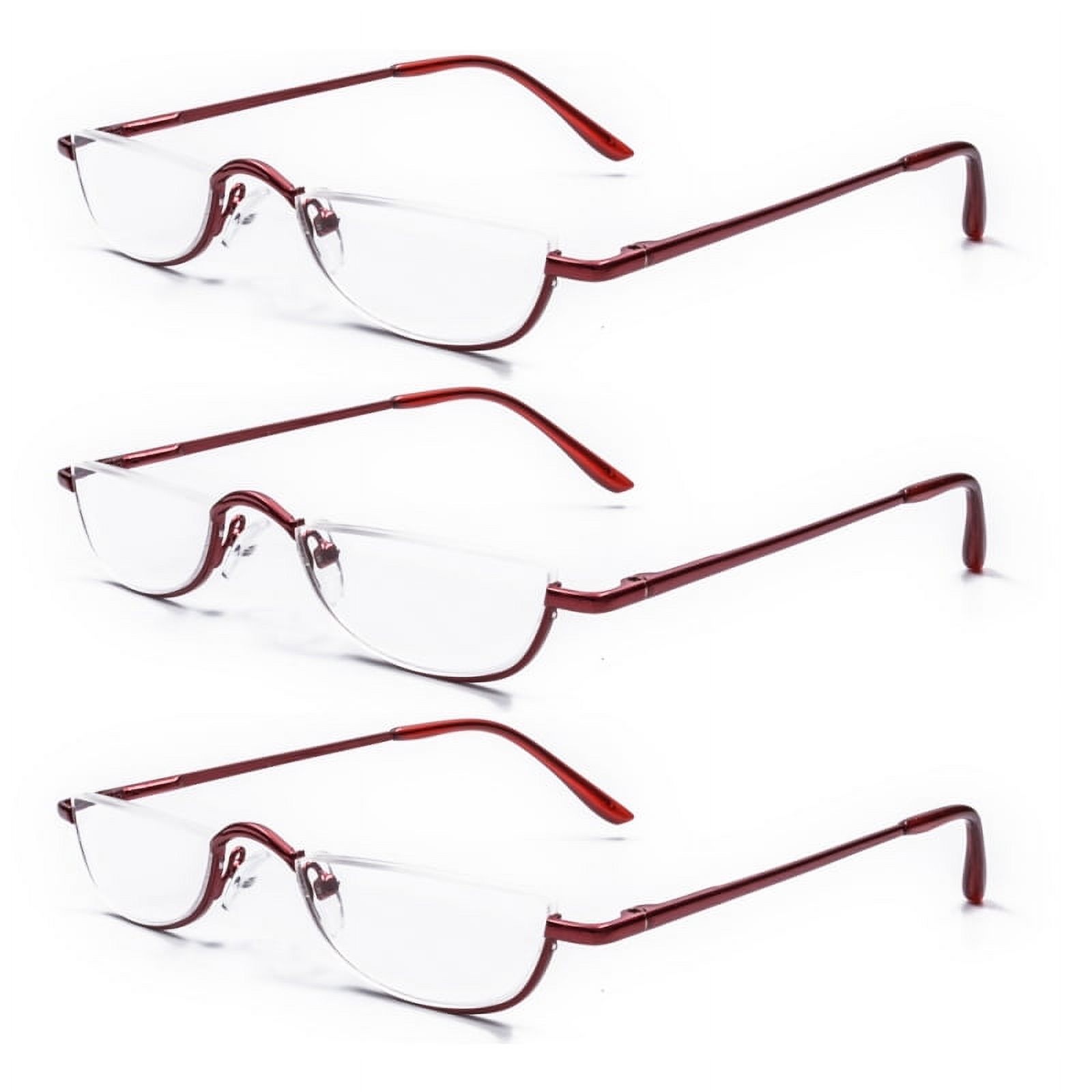 Half Moon Semi Rimless Reading Glasses – Metal Spring Hinges, +1.0 To +4.0, Unisex